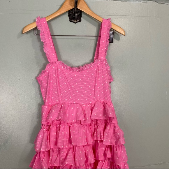 Loveshackfancy Idra Dress Ruffle Maxi Polka Dot Pink Sleeveless - Picture 3 of 8